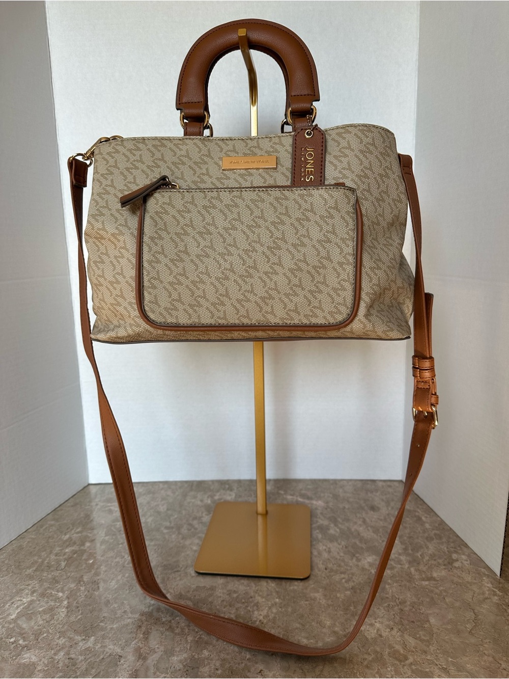 Jones New York JNY Monogram Satchel Crossbody Bag